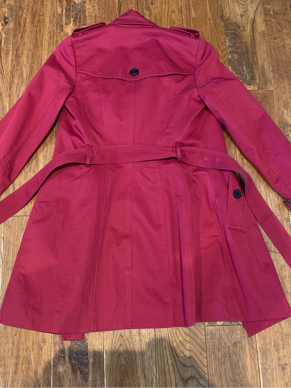 Burberry Burgundy/Merlot Double-Breasted Trench Coat - Picture 9 of 16
